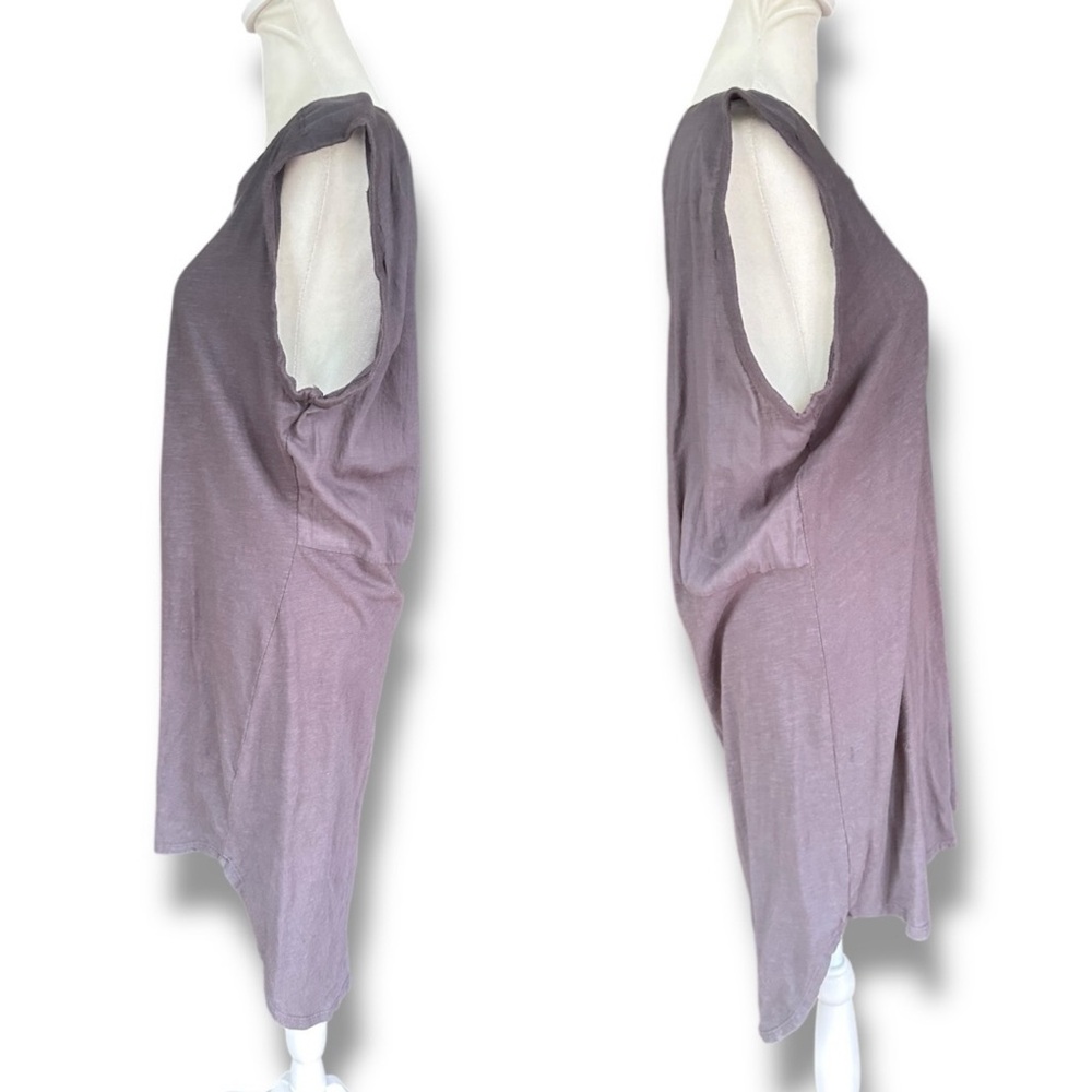 Michael Stars Gray Cotton Rolled Shoulder Sleeveless Shift Mini Dress | Large - Picture 6 of 12